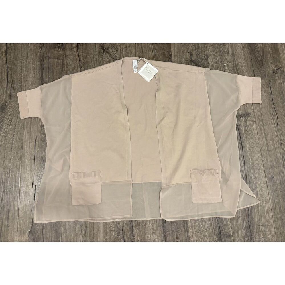 WYNNE LAYERS Women's XL‎ Beige Open Front Sheer Panel Cardigan NEW with tags